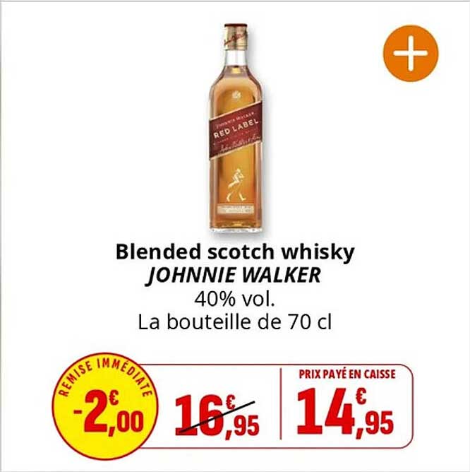 Blended scotch whisky JOHNNIE WALKER 40% vol. La bouteille de 70 cl