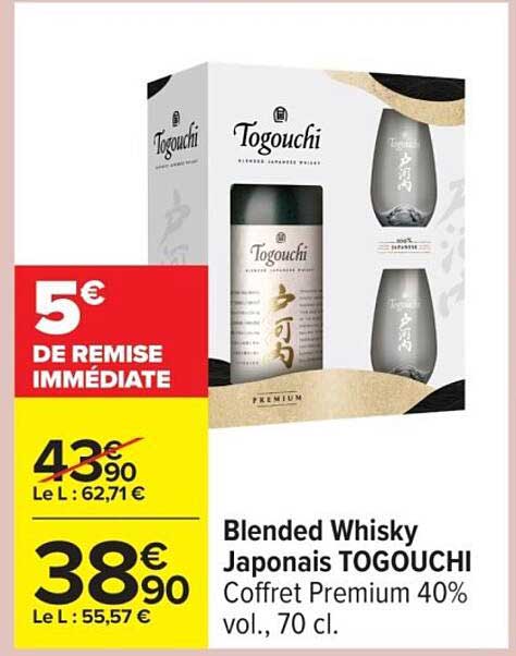 Blended Whisky Japonais TOGOUCHI Coffret Premium 40% vol., 70 cl.