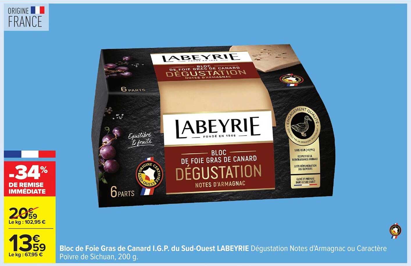 Bloc de Foie Gras de Canard I.G.P. du Sud-Ouest LABEYRIE Dégustation Notes d'Armagnac