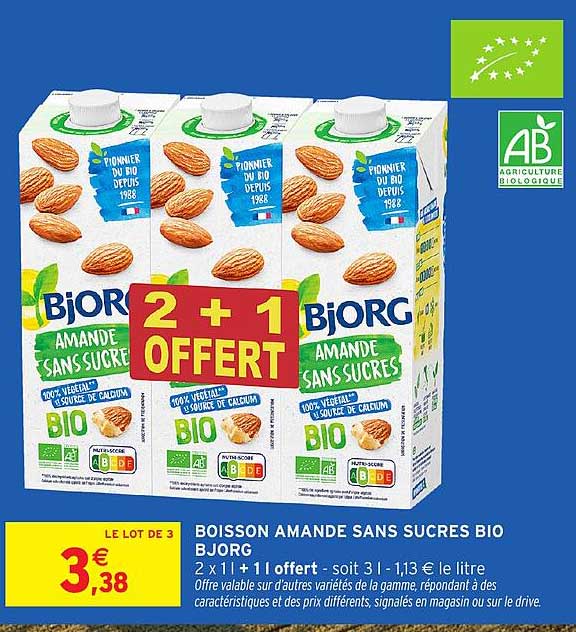 Boisson Amande Sans Sucres Bio Bjorg