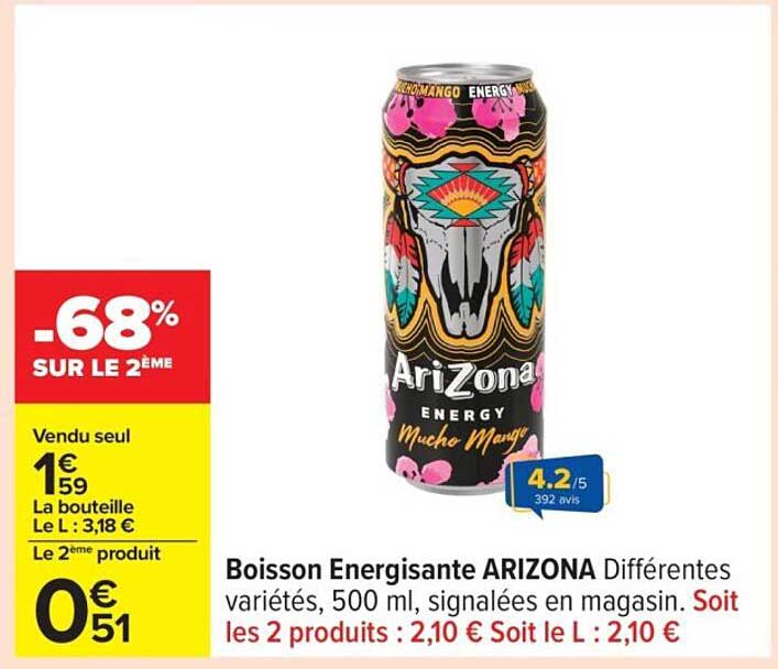Boisson Energissante ARIZONA Expresso Mucho Mango