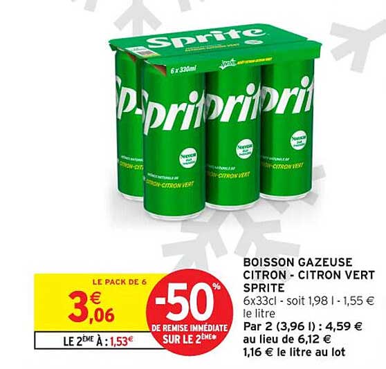 BOISSON GAZEUSE CITRON - CITRON VERT SPRITE