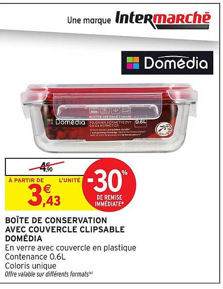 BOÎTE DE CONSERVATION AVEC COUVERCLE CLIPSABLE DOMÉDIA