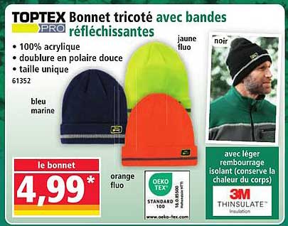 Bonnet tricoté avec bandes réfléchissantes
