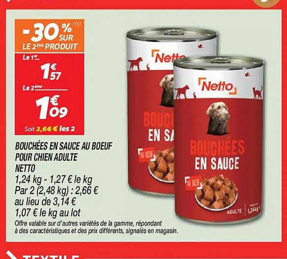 Bouchées en sauce au boeuf pour chien adulte