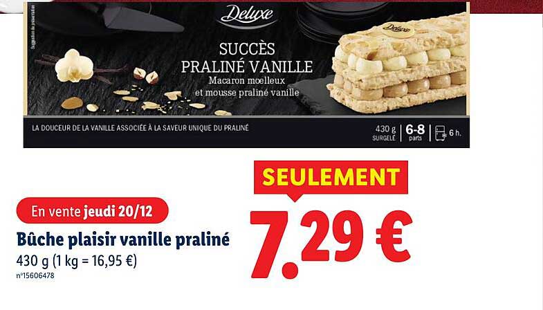 Bûche plaisir vanille praliné