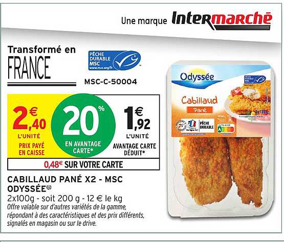CABILLAUD PANÉ X2 - MSC ODYSSÉE