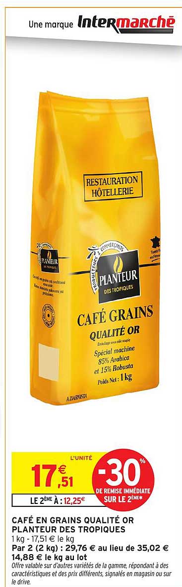 CAFÉ EN GRAINS QUALITÉ OR PLANTEUR DES TROPIQUES