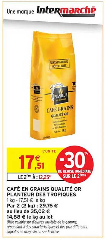 CAFÉ EN GRAINS QUALITÉ OR PLANTEUR DES TROPIQUES