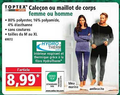 caleçon ou maillot de corps femme ou homme