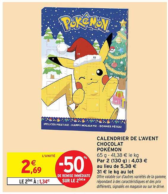 CALENDRIER DE L'AVENT CHOCOLAT POKÉMON