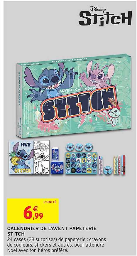CALENDRIER DE L'AVENT PAPETERIE STITCH