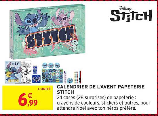 CALENDRIER DE L'AVENT PAPETERIE STITCH