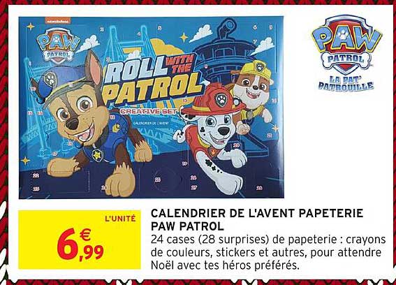 CALENDRIER DE L'AVENT PAPIETERIE PAW PATROL