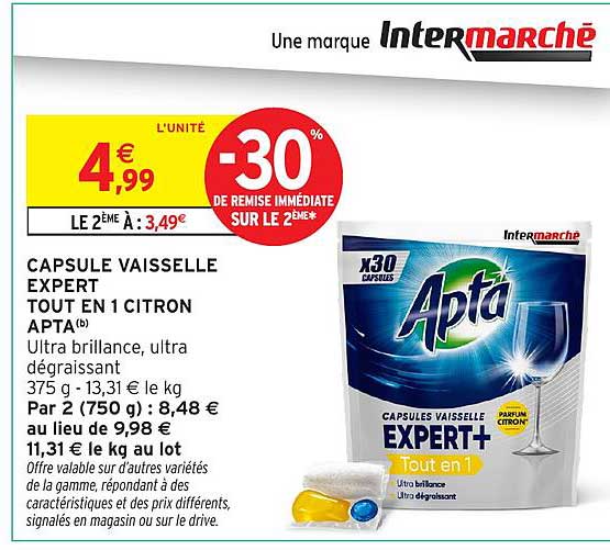 CAPSULE VAISSELLE EXPERT TOUT EN 1 CITRON APTA