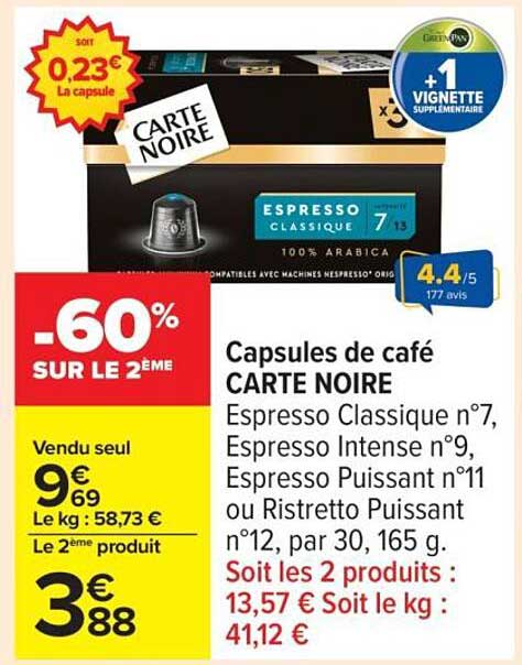 Capsules de café CARTE NOIRE