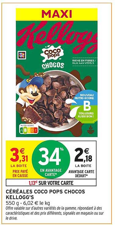 CÉRÉALES COCO POPS CHOCOS KELLG'S