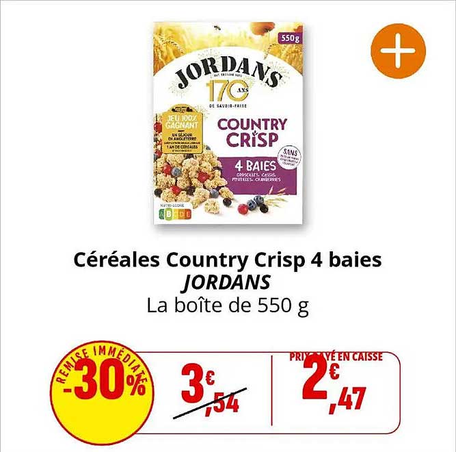 Céréales Country Crisp 4 baies JORDANS