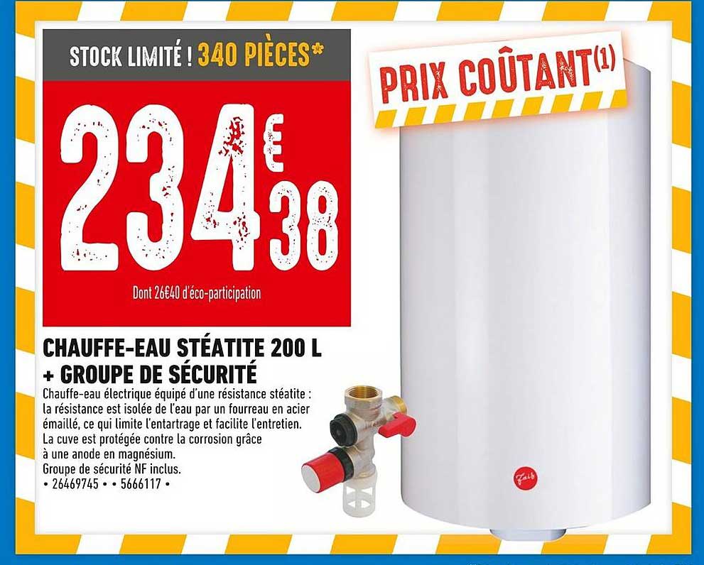 CHAUFFE-EAU STÉTITTE 200 L + GROUPE DE SÉCURITÉ