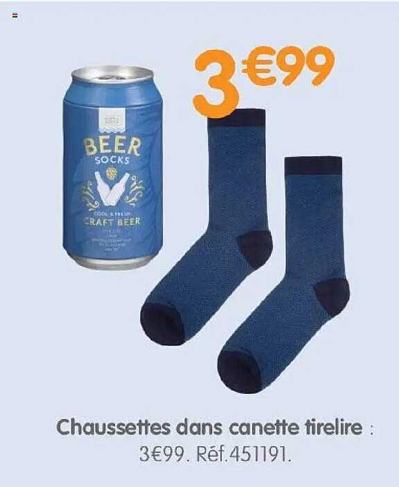 Chaussettes dans canette tirelire :