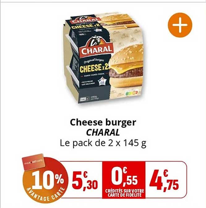 Cheese burger CHARAL Le pack de 2 x 145 g
