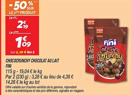 CHOCOCRUNCHY CHOCOLAT AU LAIT FINI