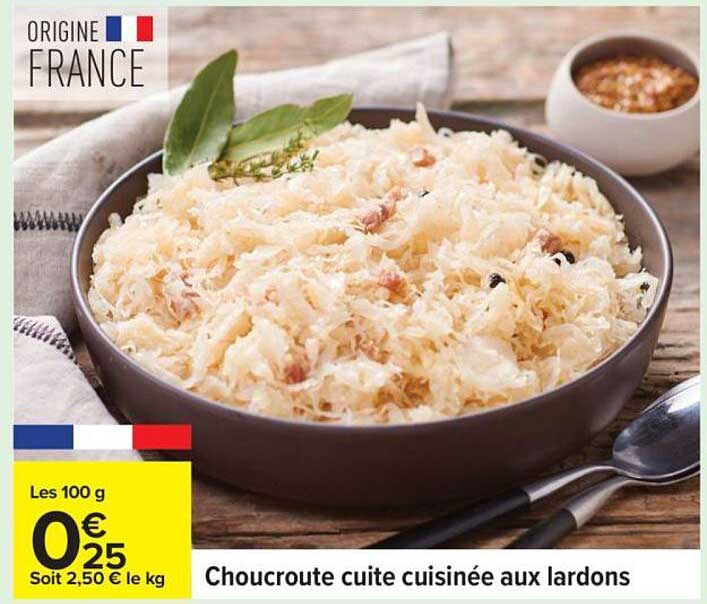 Choucroute cuite cuisinée aux lardons