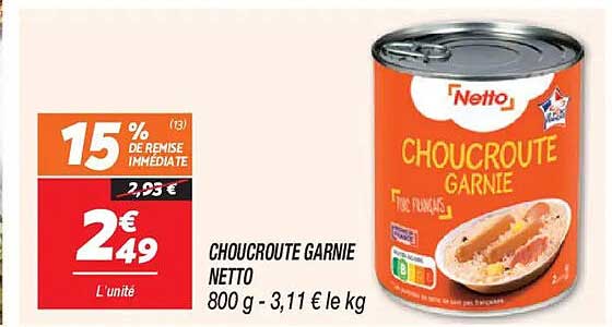 CHOUCROUTE GARNIE NETTO
