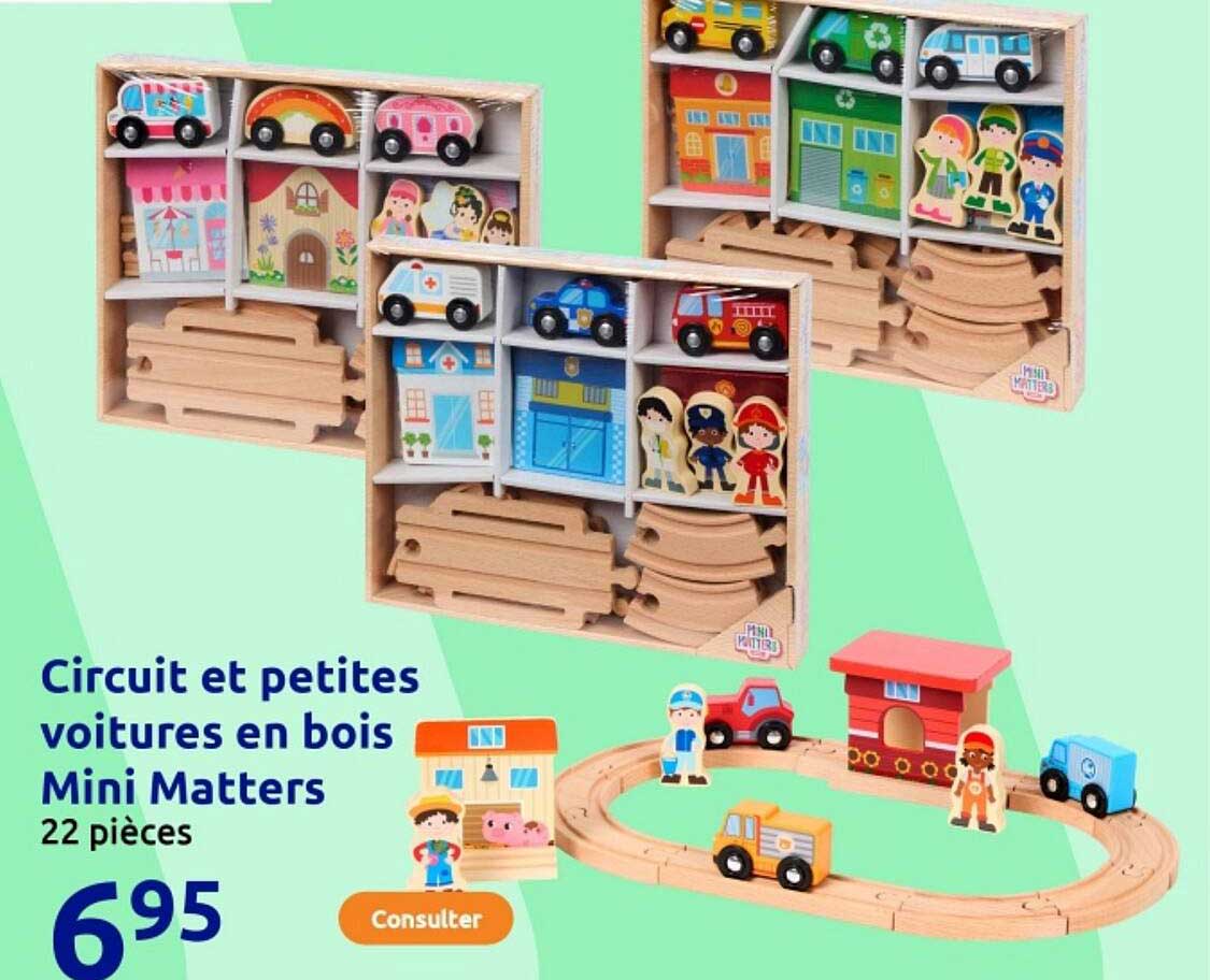 Circuit et petites voitures en bois Mini Matters