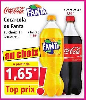 Coca-cola ou Fanta au choix, 1 l