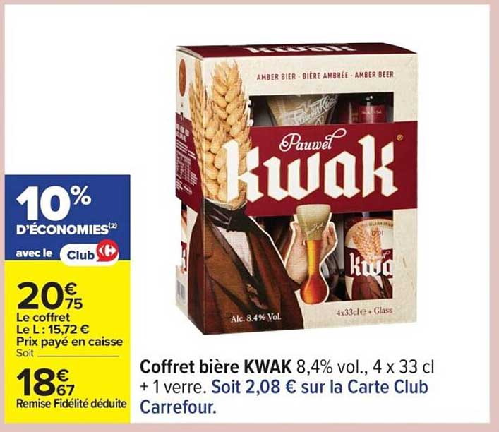 Coffret bière KWAK 8,4% vol., 4 x 33 cl + 1 verre