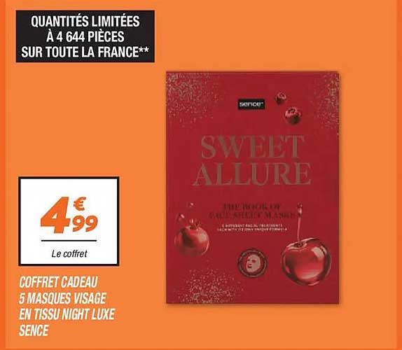 Coffret cadeau 5 masques visage en tissu Night Luxe Sence