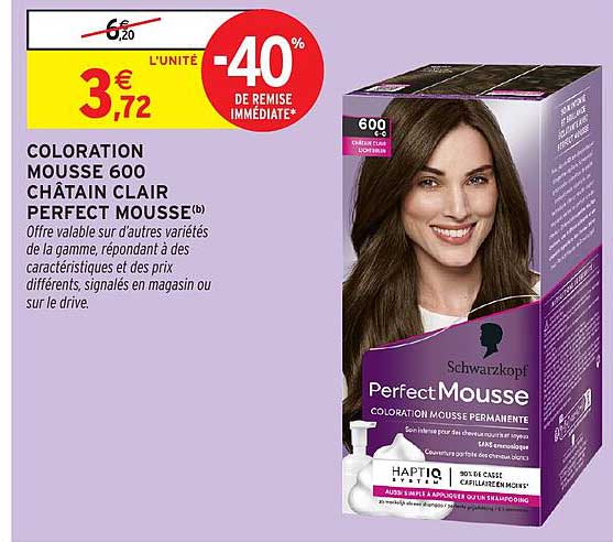 COLORATION MOUSSE 600 CHÂTAIN CLAIR PERFECT MOUSSE