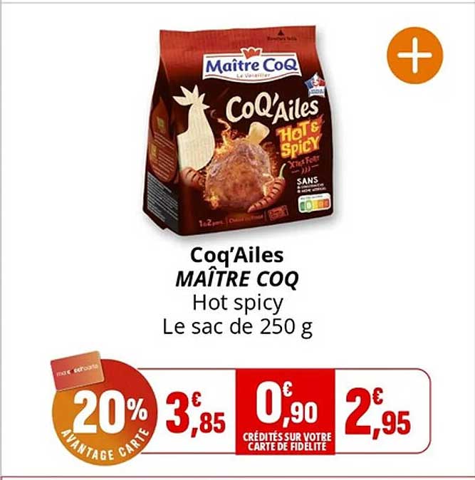 Coq'Ailes MAÎTRE COQ Hot spicy Le sac de 250 g