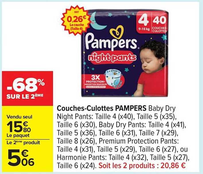Couches-Culottes PAMPERS Baby Dry Night Pants