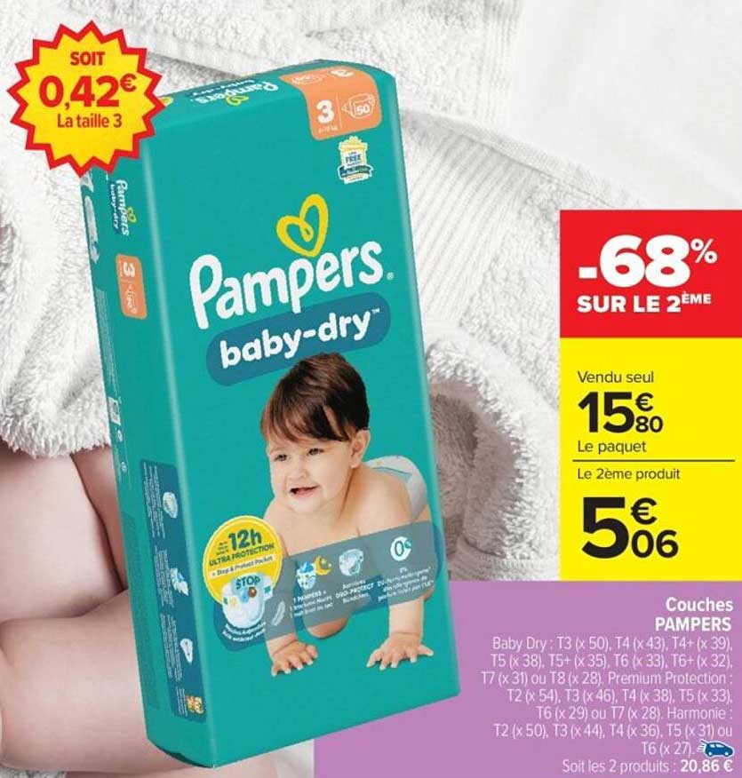 Couches PAMPERS Baby Dry