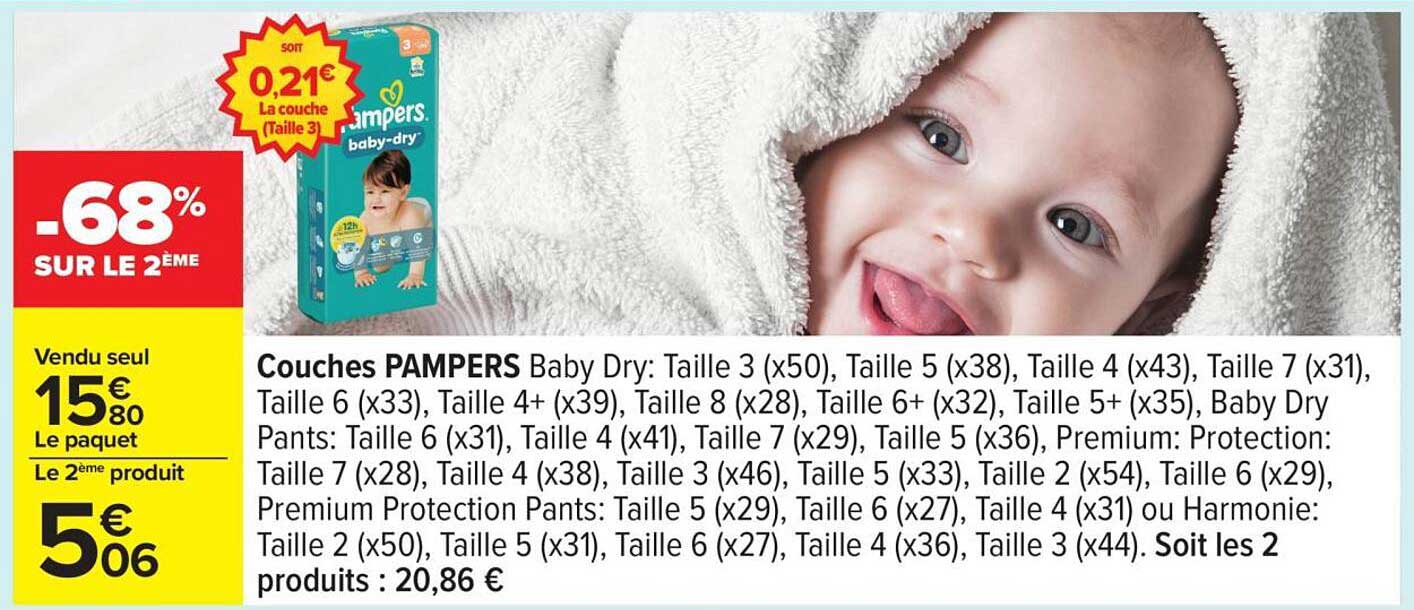 Couches PAMPERS Baby Dry