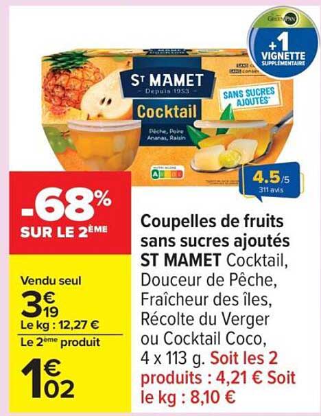 Coupe de fruits sans sucres ajoutés ST MAMET Cocktail
