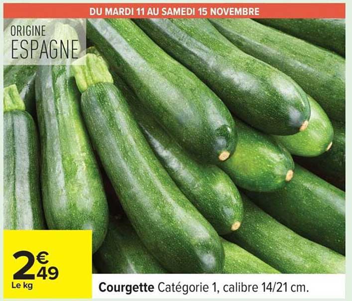Courgette Catégorie 1, calibre 14/21 cm