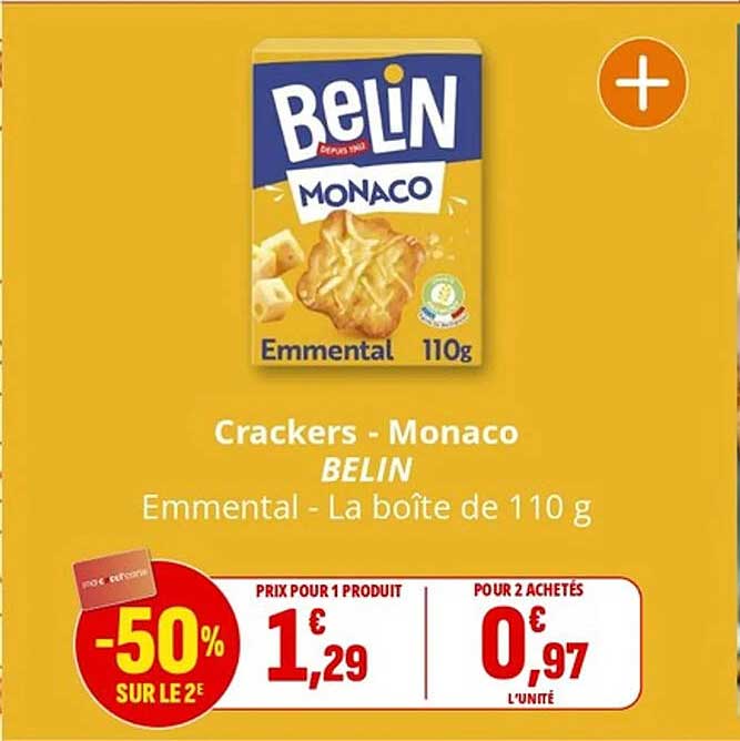 Crackers - Monaco BELIN Emmental - La boîte de 110 g