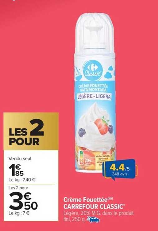 Crème Fouettée(m) CARREFOUR CLASSIC'