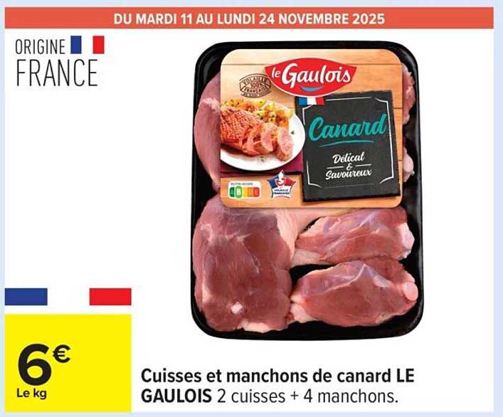 Cuisses et manchons de canard LE GAULOIS 2 cuisses + 4 manchons.