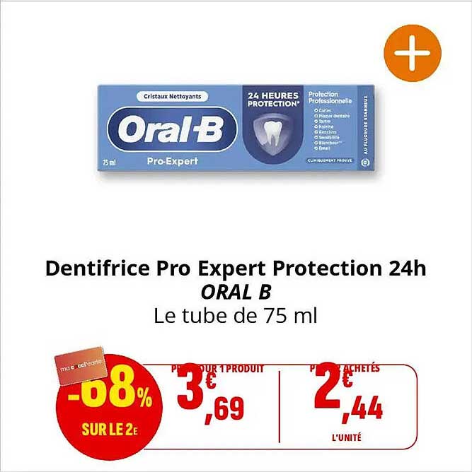 Dentifrice Pro Expert Protection 24h ORAL B Le tube de 75 ml