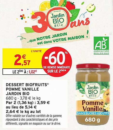 DESSERT BIOFRUITS® POMME VANILLE