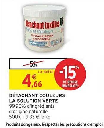 DÉTACHANT COULEURS LA SOLUTION VERTE