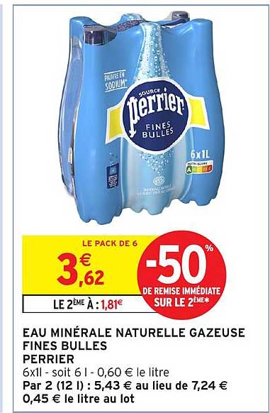EAU MINÉRALE NATURELLE GAZEUSE FINES BULLES PERRIER