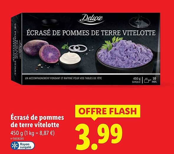 Écrasé de pommes de terre vitelotte