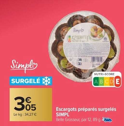 Escargots préparés surgelés SIMPL