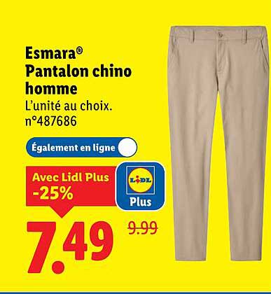 Esmara® Pantalon chino homme