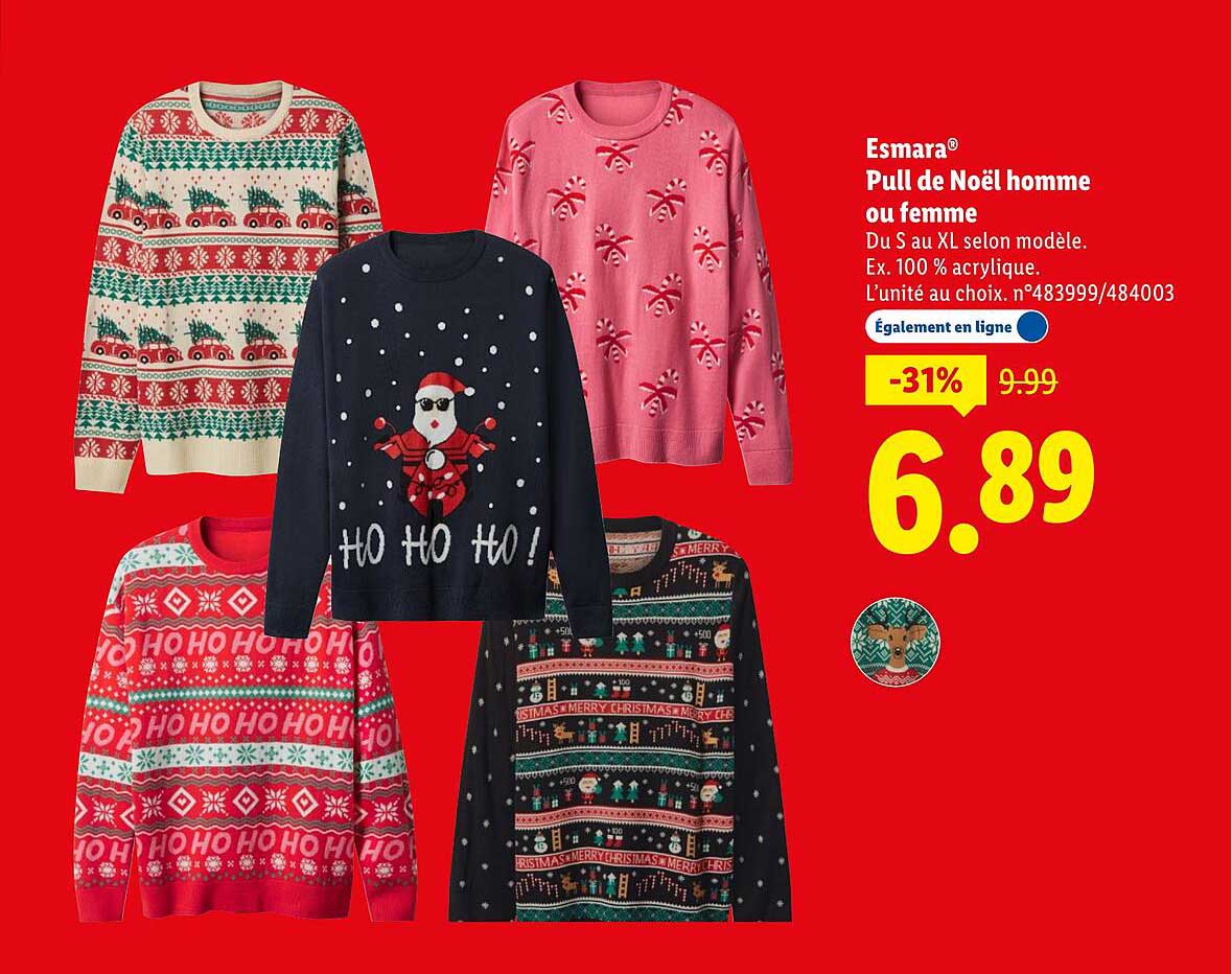 Esmara® Pull de Noël homme ou femme